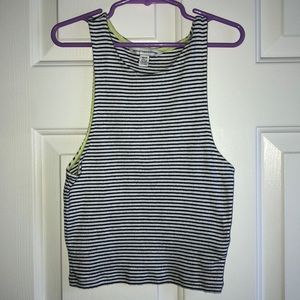 American Eagle black & white striped crop top tank